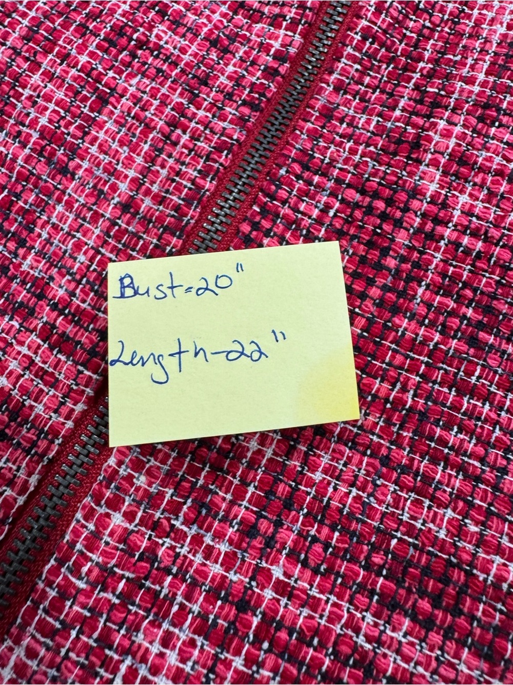 Austin Reed Petite 100% Silk Tweed Zip Jacket Red Pink Textured Blazer 10P - Picture 13 of 14